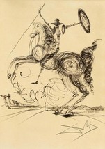 Salvador Dali Don Quixote Sepia Plate Signed Offset Lithograph - £76.66 GBP