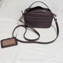 VTG Esprit Dark Plum Leather Crossbody Bag Y2K ’90s + ID Holder 8x5.5x3 - €42,53 EUR