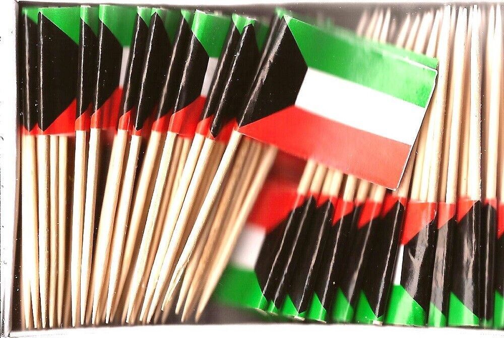 Box of 100 Kuwait Toothpick Flags, 100 Small Mini Kuwaiti Flag Cupcake P... - $7.90