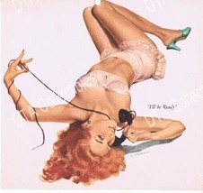 Vintage PIN-UP 8&quot;x9&quot; Color PRINT-HIRIKA-I&#39;LL Be Ready Vg - $33.95