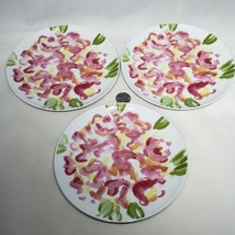 Set of 3 BIA Cordon Bleu Pink Abstract Flowers Dessert Salad Plates 7&quot; EUC - £13.59 GBP