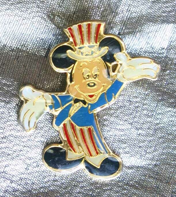 Primary image for Disney Uncle Sam Mickey Mouse Enamel Gold-tone Pin 1989 vintage 1 1/4"