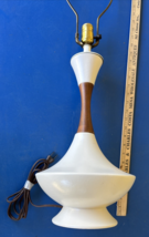 Vtg MCM Danish Modern Beige Glazed Ceramic Wood Teak? Genie Bottle 20 X 9 - $143.55
