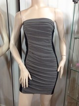 NEW Lumiere Black &amp; Gray Mesh Overlay Front/Bodycon Back Zipper Dress (S... - £23.55 GBP