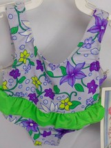 Beach Party Baby Swim Suit 18 Mo Purple Floral Summer Nylon Lycra Nwt - £5.46 GBP