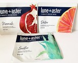 3 Lune+Aster 5 Minute Rescue Sheet Masks - HYDRATE, SOOTHE, DETOX 2.4oz ... - £15.07 GBP