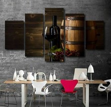 No Frame Red Wine Barrels Rustic Five Piece Canvas Multi Panel Home Decor Art - £23.58 GBP+