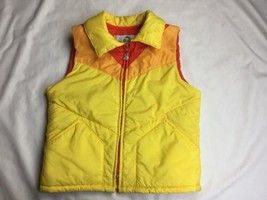 Vtg 80s Pacific Trail Poly Vest puffer Yellow Red Good Condition XS - £38.83 GBP