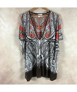 INC Women&#39;s Brown/Orange Paisley BEACH Kimono Cover-Up Size XL - £9.59 GBP