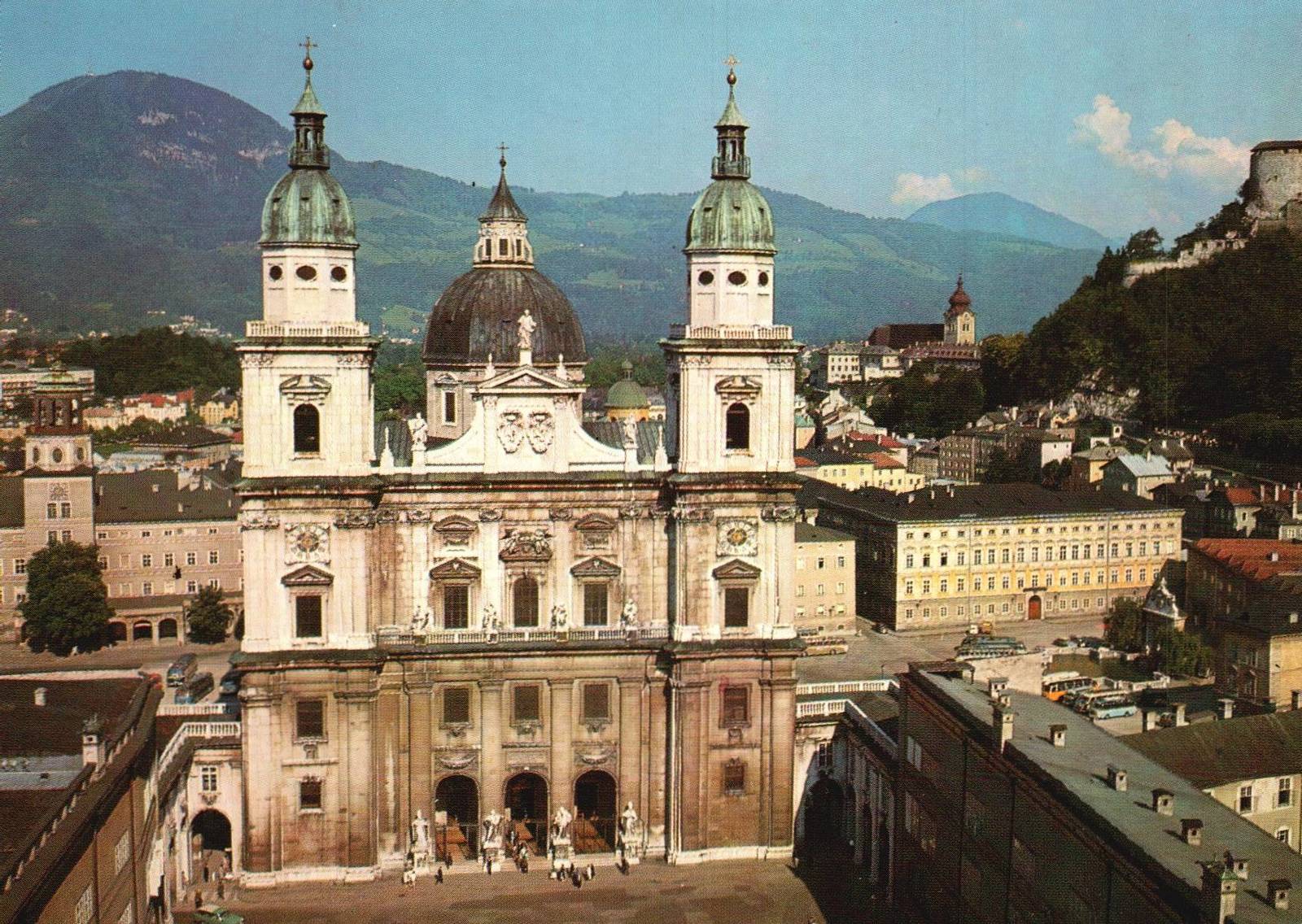 VINTAGE POST CARD SALZBURG GERMANY DOMPLATZ UNPOSTED 6 X 4 PHOTO CARD - $8.90