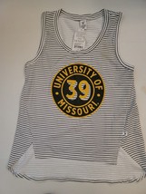 University Missouri Womens  Venley White Gray Stripe Tank Top Size S New - $13.85