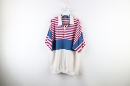Vintage 90s Streetwear Mens XL Distressed Striped Collared Pullover Polo... - £31.16 GBP