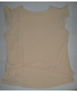 Dressy Casual Plain Front Lined Blouse Single Tier Short Flutter Sleeve Cream XL - $19.75