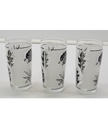*MM2) Lot of 3 Libbey Glass Company Silver Foliage Leaves 4oz Flat Juice... - £7.89 GBP