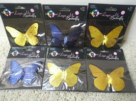 Touch of Nature Lot 12 Pc  Assorted Satin w/Glitter 4&quot; Monarch Butterfly w/Clip - £9.39 GBP