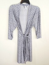 Marilyn Monroe Short Robe Gray Blush Pink Tie Front Short Sleeve Size Large - £14.38 GBP