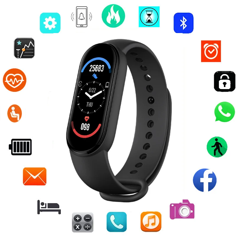 2021 M6 Smart Watch Men Women Heart Rate Monitor  Pressure Fitness Tracker Smart - £111.96 GBP