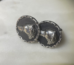 Antique Vintage high-relief cuff-links Dog face. Silver Rare unique Rare nice 1” - £6.96 GBP