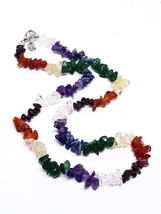 7 Seven Chakra Necklace Real Gemstone Chip Reiki Charged Balancing Boxed Gift - £10.46 GBP