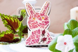 Handmade Mosaic Bunny, Garden decor, Pink for her, Easter decoration, Recycled - £35.70 GBP