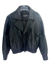 Wilsons Men’s Black Leather Jacket Zip Out Lining Moto Motorcycle Bomber... - £92.43 GBP