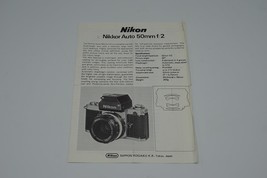 Nikon Nikkor Auto Camera Lens 50mm f/2 Instructions Manual - $14.84