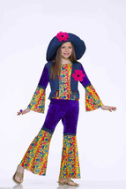 Deluxe Hippie Generation Flower Child Girls Halloween Costume Size Small 4-6 - £20.54 GBP