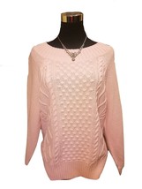 CHAPS Light Pink textured Cable Knit Sweater - Large L - £39.96 GBP