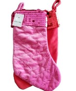 Two (2) Holiday ~ Christmas ~ Sequined ~ 12&quot; Stockings ~  Quilted ~ PINK... - $18.70