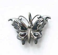 Elegant Black Enamel Silver-tone Butterfly Brooch Pendant 1970s vintage ... - £9.80 GBP