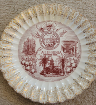 Collector Plate State of CALIFORNIA 10&quot; Gold Rim Capitol Missions Redwoods - £7.14 GBP