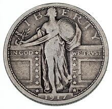 1917 Type 1 25C Standing Liberty Quarter in Very Good+ VG+ Condition - $74.24