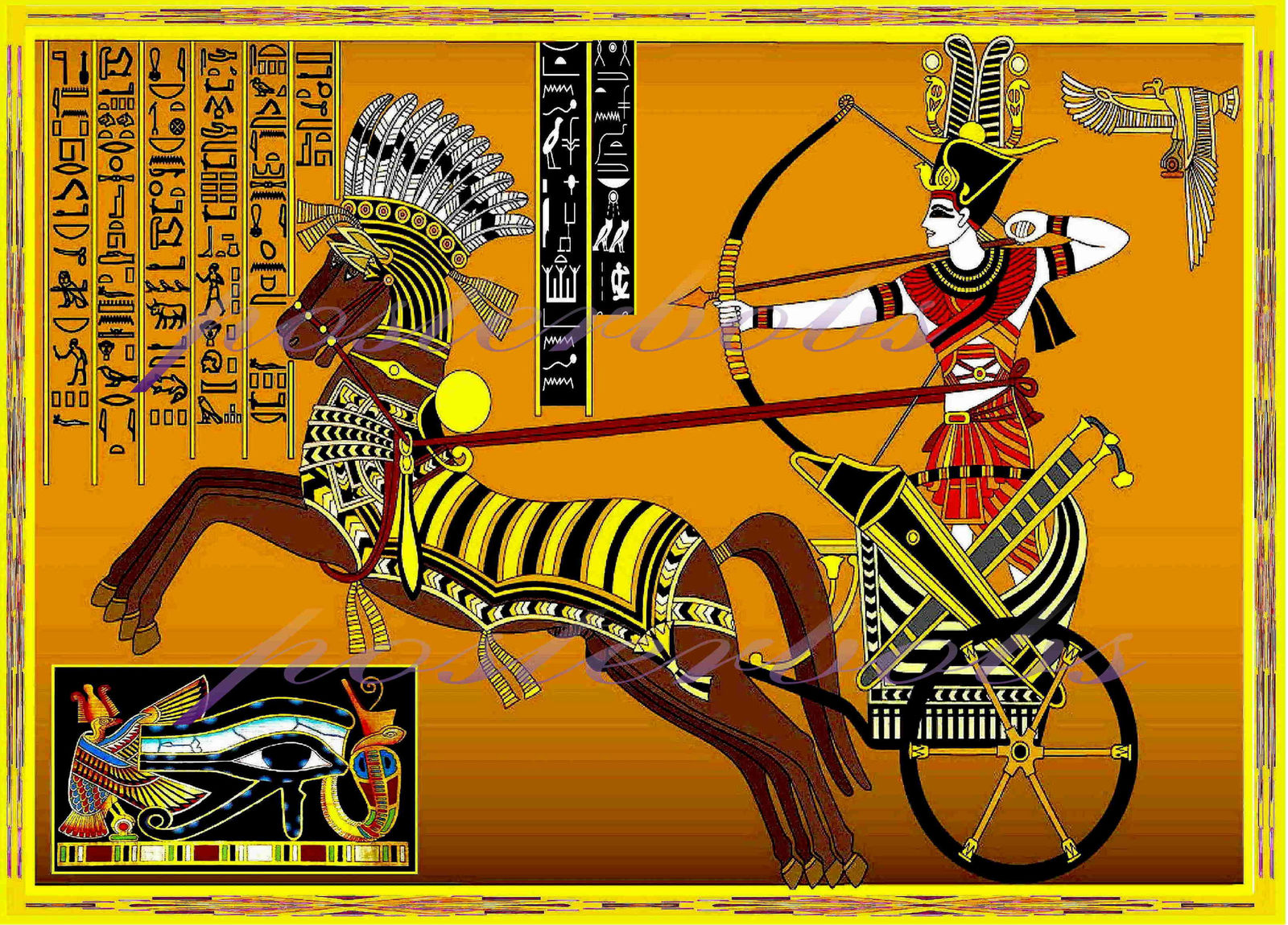 Pharaoh Ramesses on His Hunting Chariot ( A Canvas Giclee Print ) - $95.00