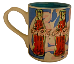 2003 Coca Cola Blue Coffee Mug With Coke Bottles By Gibson - £6.24 GBP