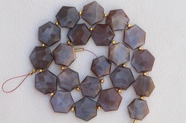 Natural, 20 piece faceted hexagons drilled coffee moonstone briolette gemstone b - £52.73 GBP