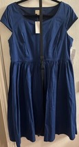 Lindy Bop Retro Blue 1950s/1960s Belted Dress Fit n&#39; Flare NWT Sz XL- Se... - $29.69