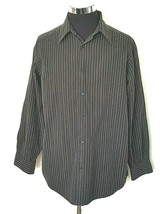 Claiborne Axcess Shirt Men&#39;s X-Large Multicolor stripes on Black Travel ... - $15.05