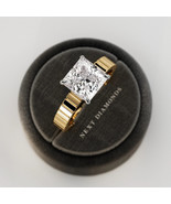 3 Ct Princess Cut Lab Grown Diamond E VS1 Thick 3.5MM Cigar Band Engagem... - €2.955,56 EUR