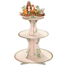 Woodland Baby Shower Decorations Woodland Cupcake Stand, 3 Tier Rustic Jungle An - £14.26 GBP