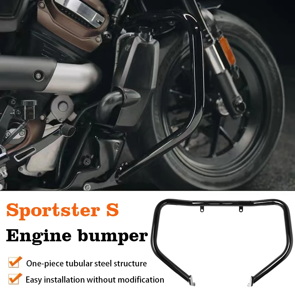 Motorcycle Light Black Iron Front Engine Guard Crash Bar Protection Fit For - £209.13 GBP