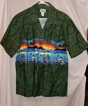 Vintage Hawaii 100% Cotton Button Front Mens Shirt Sunset Sea Life Dolph... - $39.99