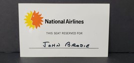 National Airlines Collectible John Brodie Reserved Seat Card San Francisco 49ers - £35.14 GBP