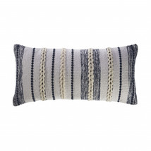 14" X 28" Navy And White 100% Cotton Geometric Zippered Pillow - €75,63 EUR