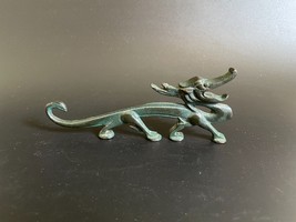 Antique Chinese Iron Standing Dragon Figural Brush Rest Holder #2 - £91.13 GBP