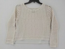 John Paul Richard Uniform Sweater Petite Womens/Girls SZ L Open Knit Cream Ivory - $5.99