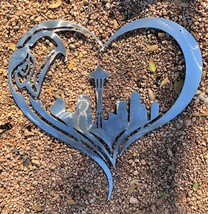 Love Seattle Metal Wall Art Heart Seahawks  15&quot; x 15&quot; Silver - £30.28 GBP