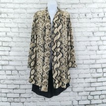 NY Collection Open Front Cardigan Womens Large Animal Print Drape Duster - £17.28 GBP