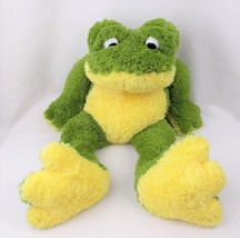 Large Green &amp; Yellow Frog Super Soft 17&quot; Plush Stuffed Animal by dtc 2002 EUC - £9.59 GBP