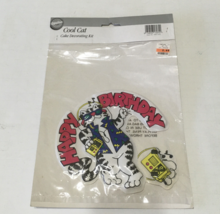 Vintage Wilton cool cat cake decorating kit Happy Birthday plastic cake top - $19.75