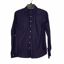 Talbots Petites Button Up Shirt Size 8P Navy With Red Polka Dots Womens Cotton - £14.19 GBP